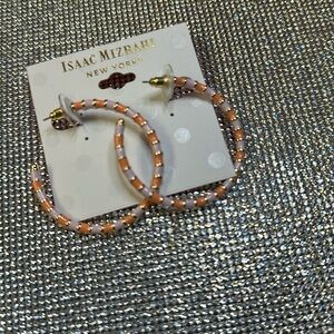 Isaac Mizrahi Pink and Gold Hoop Earrings